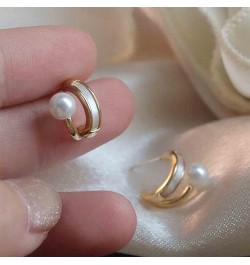 Vintage Tiny Pearl Hoop Earrings Single Pearl Huggie Earrings Minimalist Gold Pearl Stud Earrings Small Pearl Earrings Jewelr...