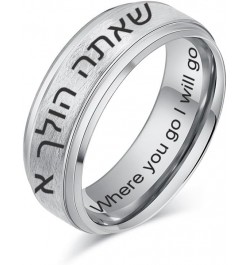 SHNIAN Judaism Hebrew Religious Rings Brushed Tungsten Carbide Black/Silver/Gold Plated Ring Statement Band Rings for Men Fre...