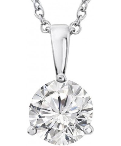 0.5 to 3 Carat Round Diamond 3 Prong Solitaire Pendant Necklace J Color I2 Clarity 0.5 Carat 14K White Gold $1.00 Necklaces