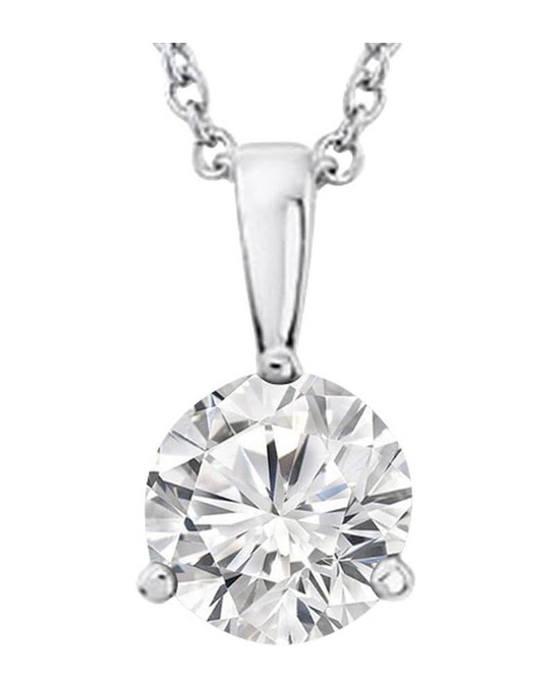 0.5 to 3 Carat Round Diamond 3 Prong Solitaire Pendant Necklace J Color I2 Clarity 0.5 Carat 14K White Gold $1.00 Necklaces