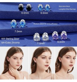 925 Sterling Silver Round Brilliant Cut & Princess Cut Cubic Zirconia Stud Earrings for Women Men Hypoallergenic Silver Post ...