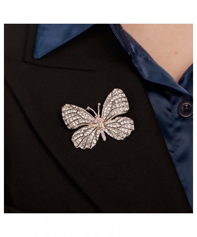 Wine and Yellow Crystal Rhinestones Butterfly Brooch Lapel Pins for Women Men Unisex Safety Pin Champagne $8.99 Brooches & Pins