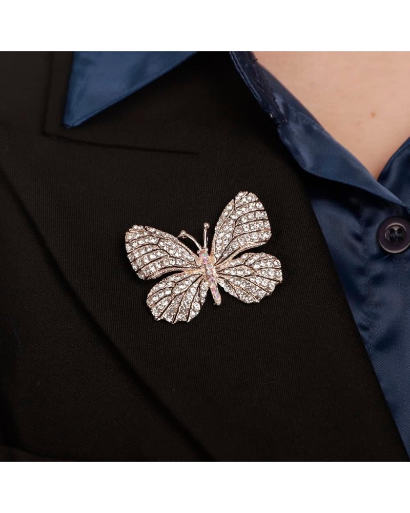 Wine and Yellow Crystal Rhinestones Butterfly Brooch Lapel Pins for Women Men Unisex Safety Pin Champagne $8.99 Brooches & Pins