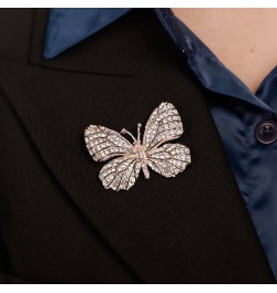 Wine and Yellow Crystal Rhinestones Butterfly Brooch Lapel Pins for Women Men Unisex Safety Pin Champagne $8.99 Brooches & Pins