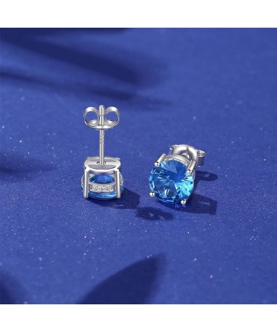 925 Sterling Silver Round Brilliant Cut & Princess Cut Cubic Zirconia Stud Earrings for Women Men Hypoallergenic Silver Post ...