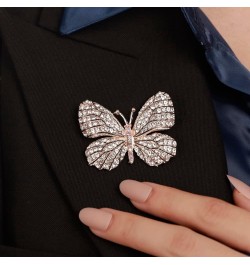 Wine and Yellow Crystal Rhinestones Butterfly Brooch Lapel Pins for Women Men Unisex Safety Pin Champagne $8.99 Brooches & Pins