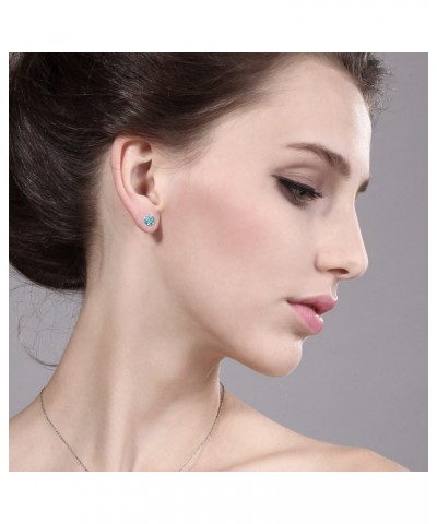 925 Sterling Silver Blue Zircon Stud Earrings For Women (1.70 Cttw, Round 5MM) $22.00 Earrings