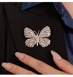 Wine and Yellow Crystal Rhinestones Butterfly Brooch Lapel Pins for Women Men Unisex Safety Pin Champagne $8.99 Brooches & Pins