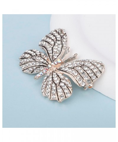 Wine and Yellow Crystal Rhinestones Butterfly Brooch Lapel Pins for Women Men Unisex Safety Pin Champagne $8.99 Brooches & Pins