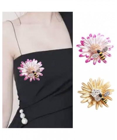 Brooch Pins Flower Brooch Corsage Daisy Bee Badge Scarf Clip Coat Sweater Pins Women Jewelry pink $5.29 Brooches & Pins