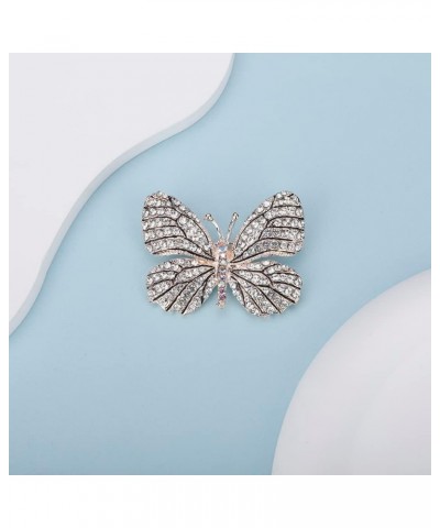 Wine and Yellow Crystal Rhinestones Butterfly Brooch Lapel Pins for Women Men Unisex Safety Pin Champagne $8.99 Brooches & Pins