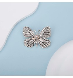 Wine and Yellow Crystal Rhinestones Butterfly Brooch Lapel Pins for Women Men Unisex Safety Pin Champagne $8.99 Brooches & Pins