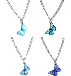 4/5 Pcs Retro Colorful Butterfly Thin Chain Link Pendant Necklace Sets for Women Teen Girl 14K Silver Plated Adjustable Anima...