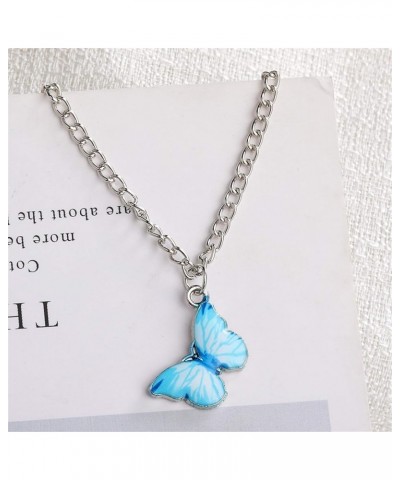 4/5 Pcs Retro Colorful Butterfly Thin Chain Link Pendant Necklace Sets for Women Teen Girl 14K Silver Plated Adjustable Anima...