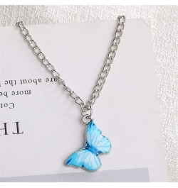 4/5 Pcs Retro Colorful Butterfly Thin Chain Link Pendant Necklace Sets for Women Teen Girl 14K Silver Plated Adjustable Anima...