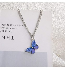 4/5 Pcs Retro Colorful Butterfly Thin Chain Link Pendant Necklace Sets for Women Teen Girl 14K Silver Plated Adjustable Anima...