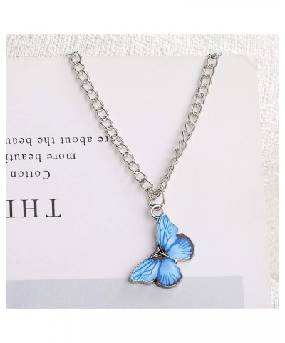 4/5 Pcs Retro Colorful Butterfly Thin Chain Link Pendant Necklace Sets for Women Teen Girl 14K Silver Plated Adjustable Anima...