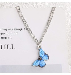 4/5 Pcs Retro Colorful Butterfly Thin Chain Link Pendant Necklace Sets for Women Teen Girl 14K Silver Plated Adjustable Anima...