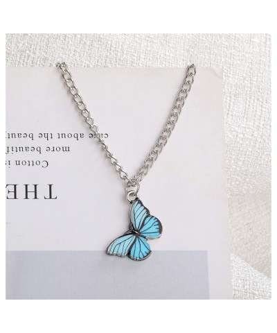 4/5 Pcs Retro Colorful Butterfly Thin Chain Link Pendant Necklace Sets for Women Teen Girl 14K Silver Plated Adjustable Anima...