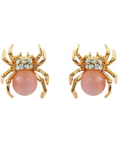 18k Gold Plated Multi-color Crystal Created-Opal Spider Ear Stud Earrings Pink $9.68 Earrings