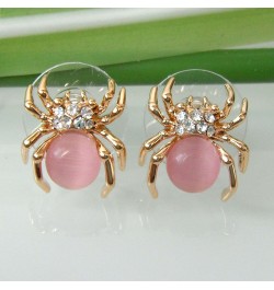 18k Gold Plated Multi-color Crystal Created-Opal Spider Ear Stud Earrings Pink $9.68 Earrings