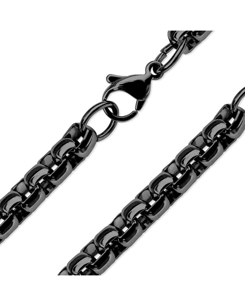 Round Box Chain Black 316L Surgical Stainless Steel Rolo Necklace 4mm 15-20-Inch 16-inch length $10.56 Necklaces