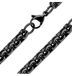 Round Box Chain Black 316L Surgical Stainless Steel Rolo Necklace 4mm 15-20-Inch 16-inch length $10.56 Necklaces