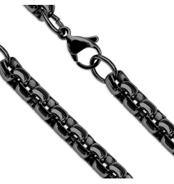 Round Box Chain Black 316L Surgical Stainless Steel Rolo Necklace 4mm 15-20-Inch 16-inch length $10.56 Necklaces