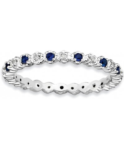 Sterling Silver Stackable Expressions Cr. Sapphire & Diamond Ring $57.92 Rings