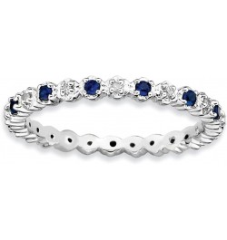 Sterling Silver Stackable Expressions Cr. Sapphire & Diamond Ring $57.92 Rings