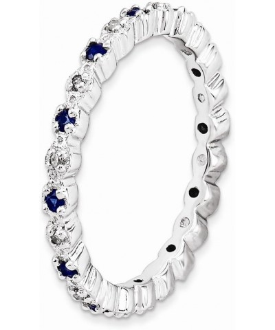 Sterling Silver Stackable Expressions Cr. Sapphire & Diamond Ring $57.92 Rings