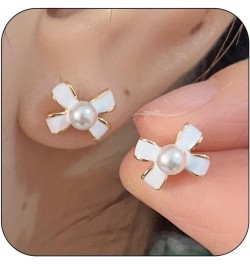 Pearl Bow Earrings for Women Pearl Gold Bow Earrings Bow Dangle Earrings Pearl Dangle Earrings Fashionable Elegant Pearl Bow ...