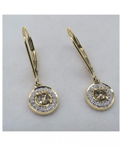 Each 3.3 MM Round Gemstone & Diamond Halo Style Dangling Drop Earrings, Available in Various Gemstones, Diamond & Metal in 10...