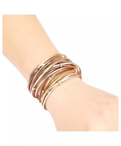 Leather Wrap Bracelets for Women, Boho Leopard Multi-Layer Crystal Beads Cuff Bracelet Jewelry B17:Gold Circle $8.50 Bracelets