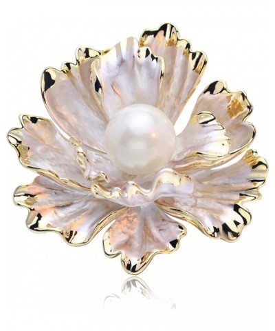 Crystal Pearl Flower Brooches Pins Fashion Beautiful Created Rhinestone Floral Brooch Good Idea for Party Dance Wedding Banqu...