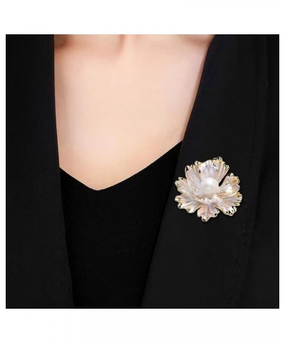 Crystal Pearl Flower Brooches Pins Fashion Beautiful Created Rhinestone Floral Brooch Good Idea for Party Dance Wedding Banqu...