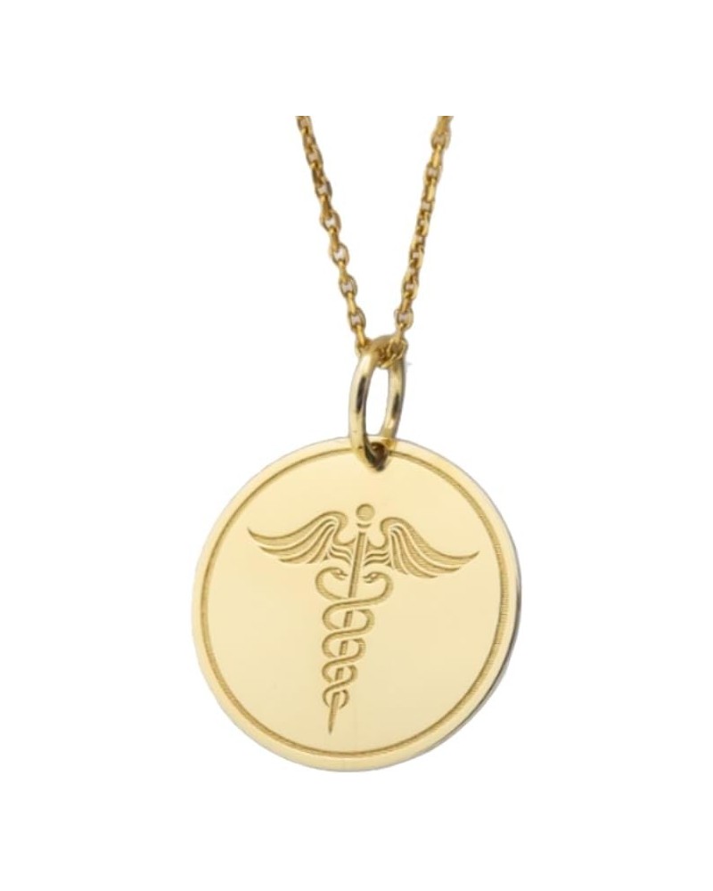 14K Solid Gold Medic Pendant, Medical Alert Necklace 20 Inches Chain 0.55 inches / 13.9mm $122.71 Necklaces