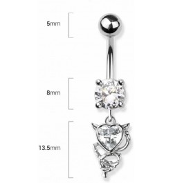 14GA 316L Stainless Steel CZ Crystal Devil Cat Heart Dangling Belly Button Ring Gold Tone/Clear $8.52 Body Jewelry