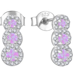 Created Opal Earrings 925 Sterling Silver Stud Earrings with 5A Cubic Zirconia Jewelry Gift for Women B pink opal $26.00 Earr...