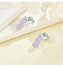 Created Opal Earrings 925 Sterling Silver Stud Earrings with 5A Cubic Zirconia Jewelry Gift for Women B pink opal $26.00 Earr...