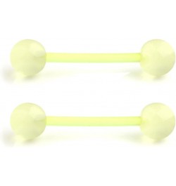 14G 16mm Glow In The Dark Flexible Acrylic Straight Tongue Nipple Ring Retainer Piercing 2PCS - Yellow $9.85 Body Jewelry