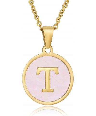 (T) 18k Gold Plated Shell Pendant Initial Necklace 26 Capital A-Z for Women Teen Girl Jewelry Graduation Gifts for Friends $7...