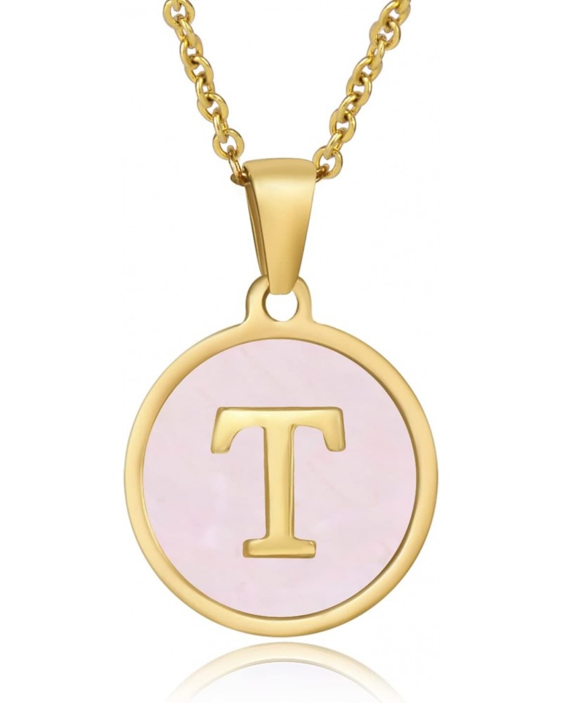 (T) 18k Gold Plated Shell Pendant Initial Necklace 26 Capital A-Z for Women Teen Girl Jewelry Graduation Gifts for Friends $7...