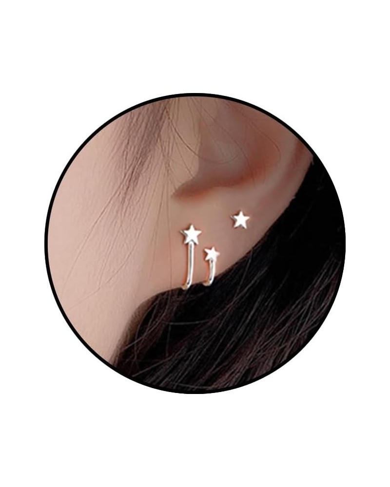 Star Ear Cuffs Star Earrings for Women Silver Star Stud Earrings Cuff Earrings for Women Star Jewelry for Girls Silver-2 $7.0...