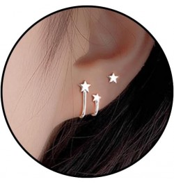 Star Ear Cuffs Star Earrings for Women Silver Star Stud Earrings Cuff Earrings for Women Star Jewelry for Girls Silver-2 $7.0...