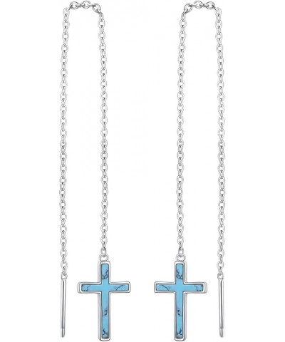 S925 Sterling Silver Threader Drop Earrings Cross 2 $12.74 Earrings