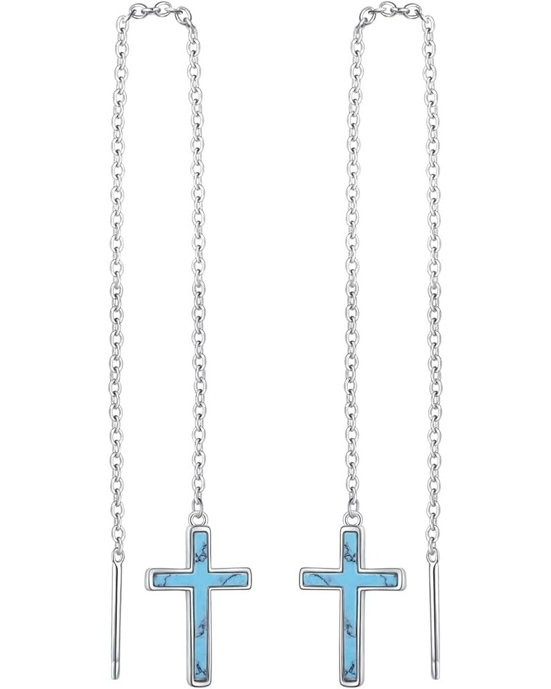 S925 Sterling Silver Threader Drop Earrings Cross 2 $12.74 Earrings