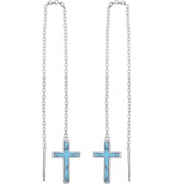 S925 Sterling Silver Threader Drop Earrings Cross 2 $12.74 Earrings