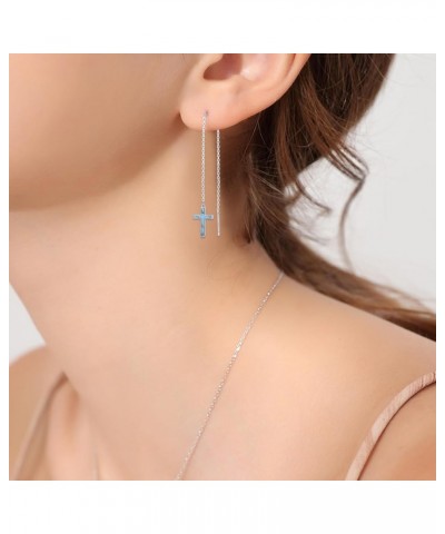 S925 Sterling Silver Threader Drop Earrings Cross 2 $12.74 Earrings