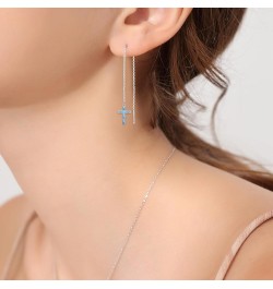 S925 Sterling Silver Threader Drop Earrings Cross 2 $12.74 Earrings